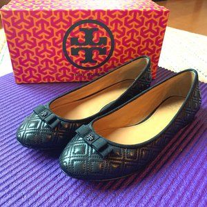 Tory Burch Marion Quilted Black flats sz 8.5